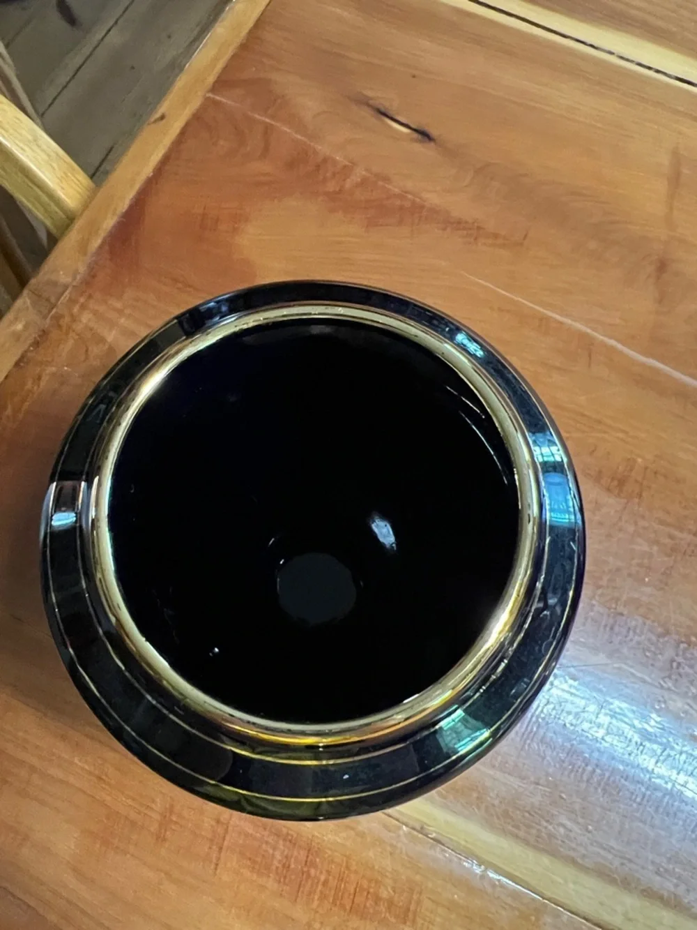 Vintage Black Floral Lidded Decorative Jar - Elegant Home Accent Greek 24k Gold